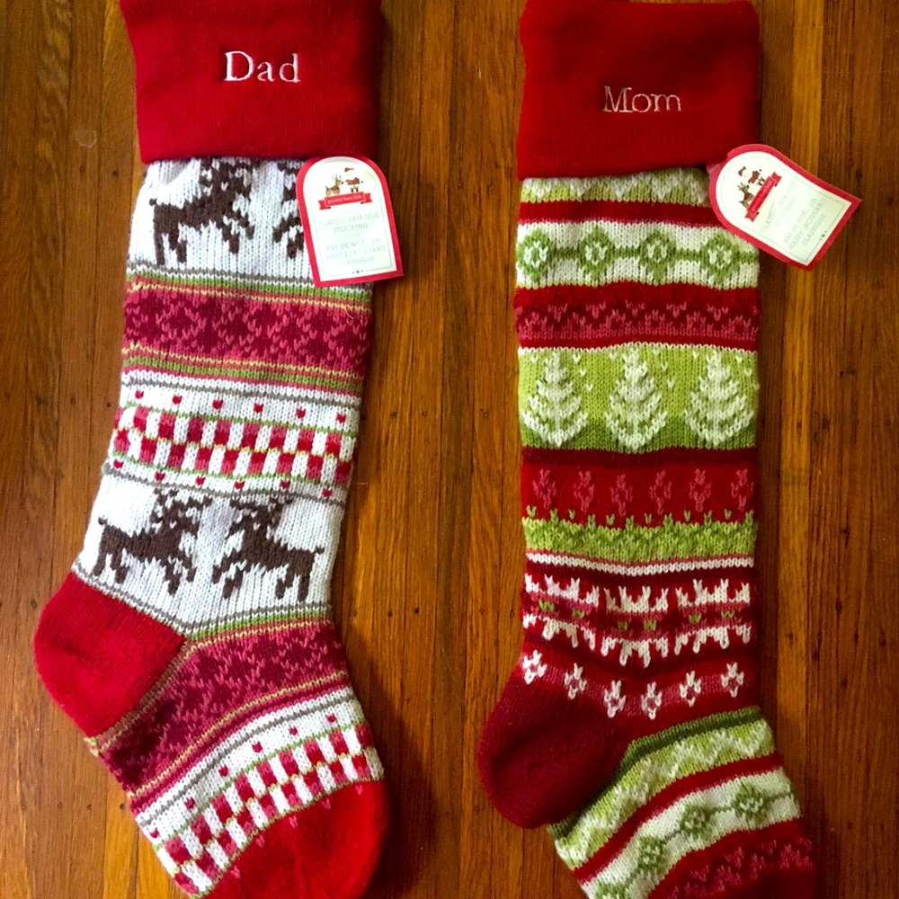 Listed as a pair! Pottery Barn Fair Isle knit Christmas stockings